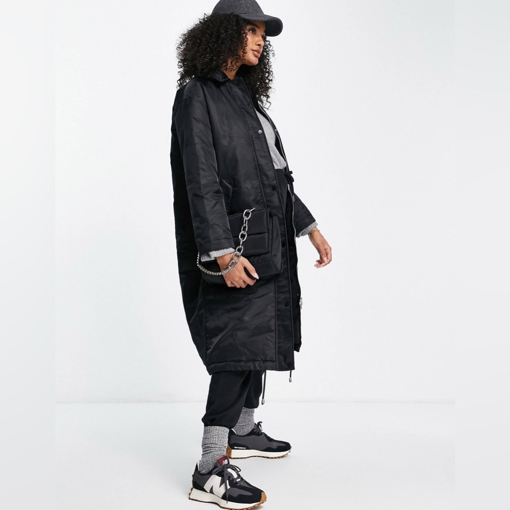 TOPSHOP midi length Coat Black